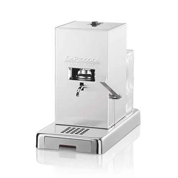 La Piccola PICCOLA E.S.E. pod-os eszpresszo kávégép otthonra, irodába, piknikhez, üvegtartállyal, full inox  La Piccola PICCOLA E.S.E. pod-os eszpresszo kávégép otthonra, irodába, piknikhez, üvegtartállyal, full inox