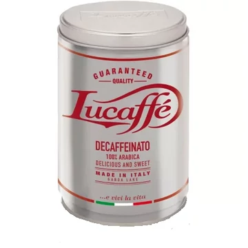 Lucaffé Decaffeinato koffeinmentes 100 % arabica szemes kávé – 250g fém dobozban Lucaffé Decaffeinato koffeinmentes 100 % arabica szemes kávé – 250g fém dobozban
