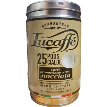 Nocciola 100% arabica kávé mogyorós ízű - Lucaffé ESE pod kávépárna - 25 db fémdobozban Nocciola 100% arabica kávé mogyorós ízű - Lucaffé ESE pod kávépárna - 25 db fémdobozban